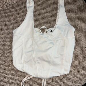 Forever 21 Cream Corset Tie Up Top